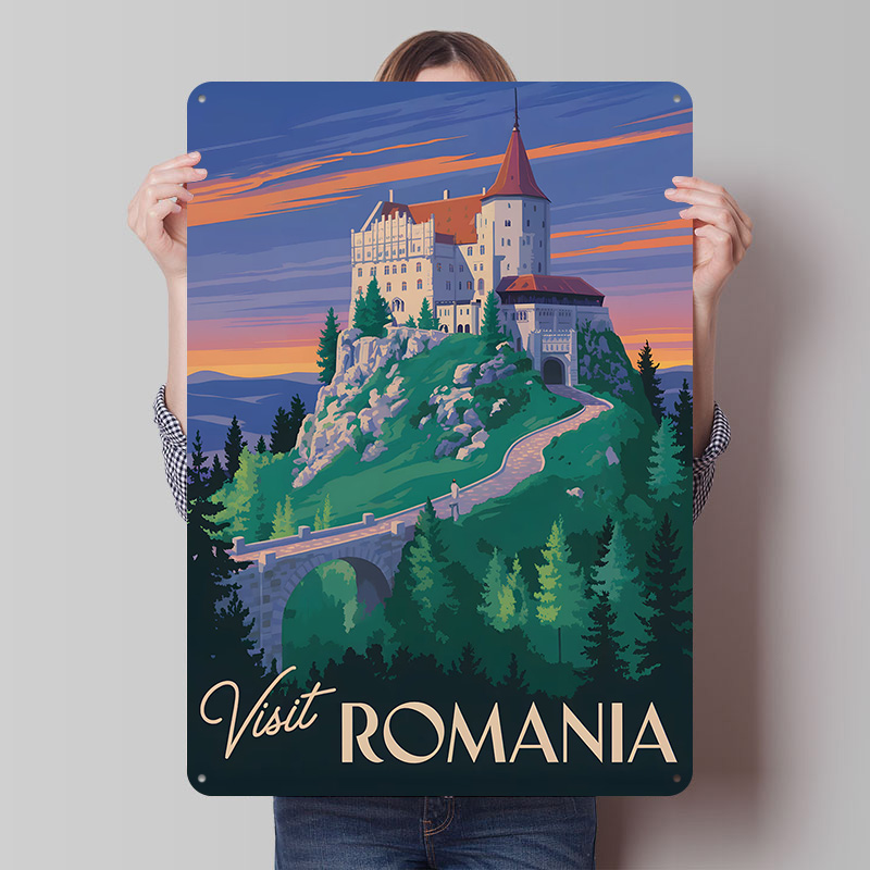Bathroom Home Visit - Visit Romania Castle Travel Art Printed