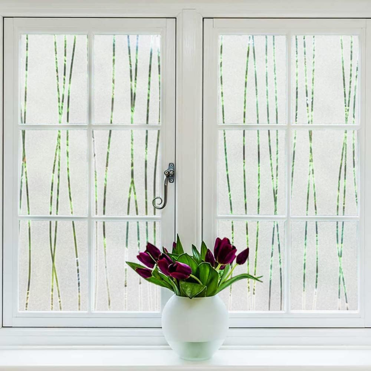 Home Bathroom Window Tint - Stripe Pattern Frosted Window Privacy Film
