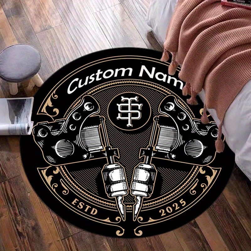 Home Bathroom Name - Custom Name Vintage Tattoo Machine Round