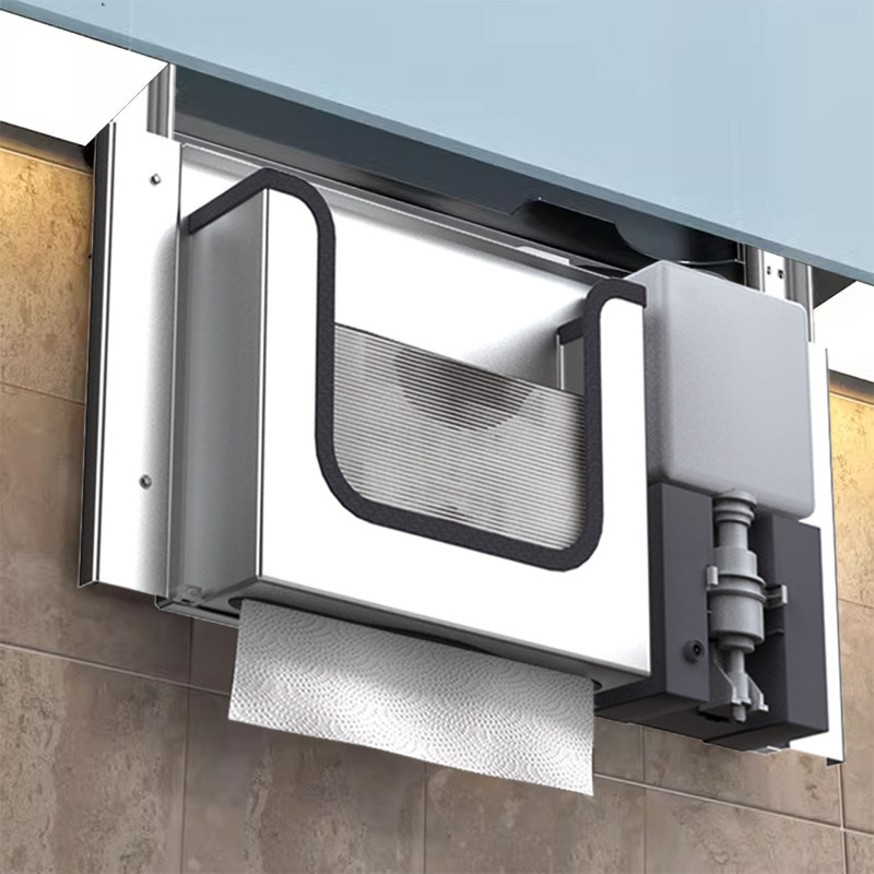 Home Bathroom Wall Soap Dispenser - Stainless Steel Hidden Paper Towel Dispenser