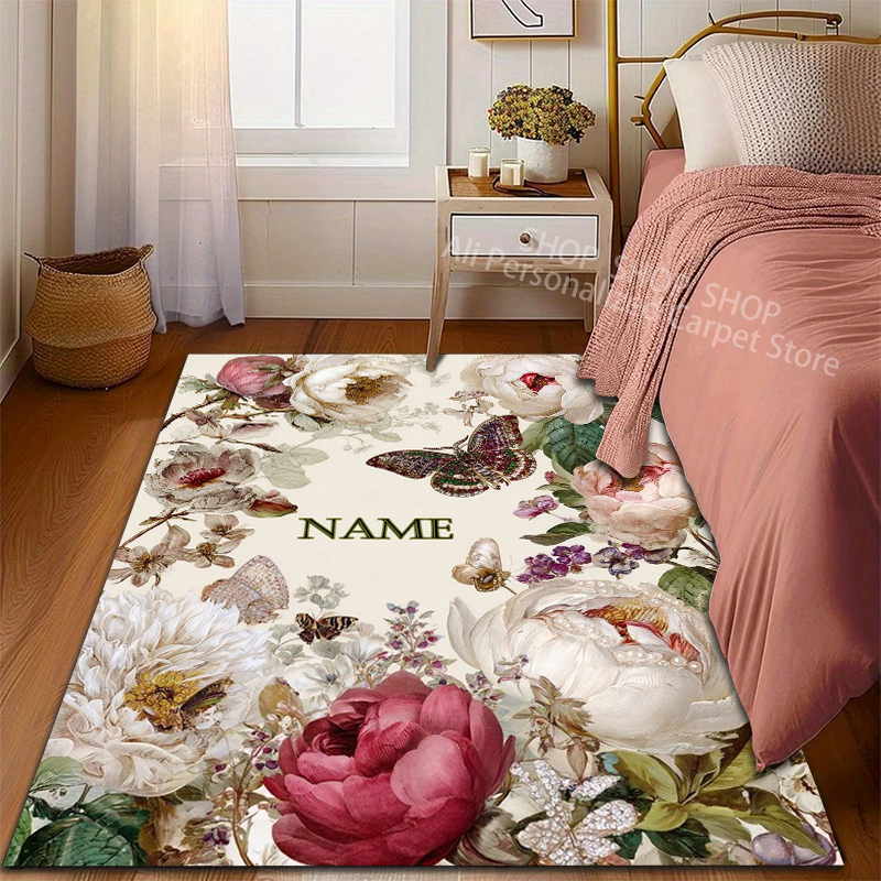 Home Bathroom Name - Personalized Name Custom Luxury Flowers Print