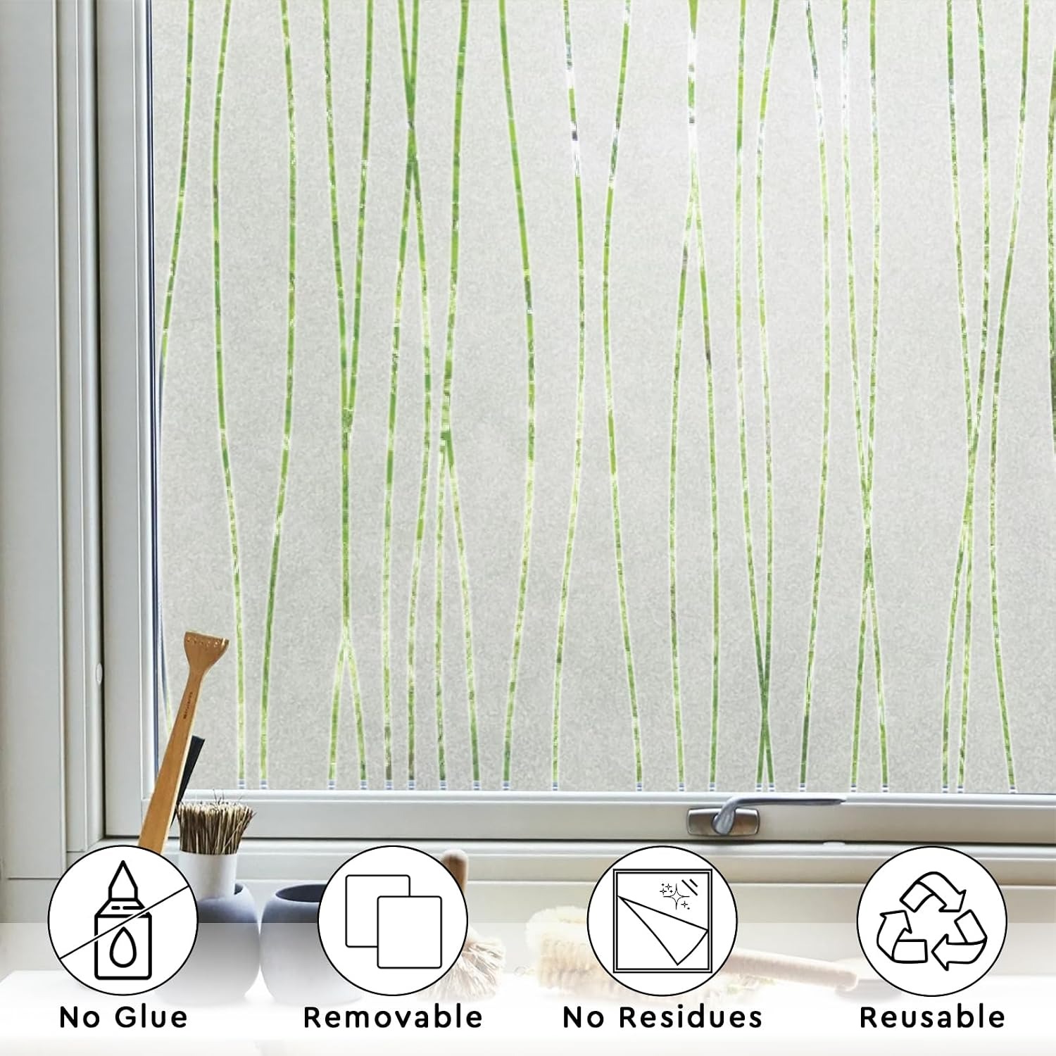 Stripe Pattern Frosted Window  - Home Bathroom Window Tint ulasan dan harga