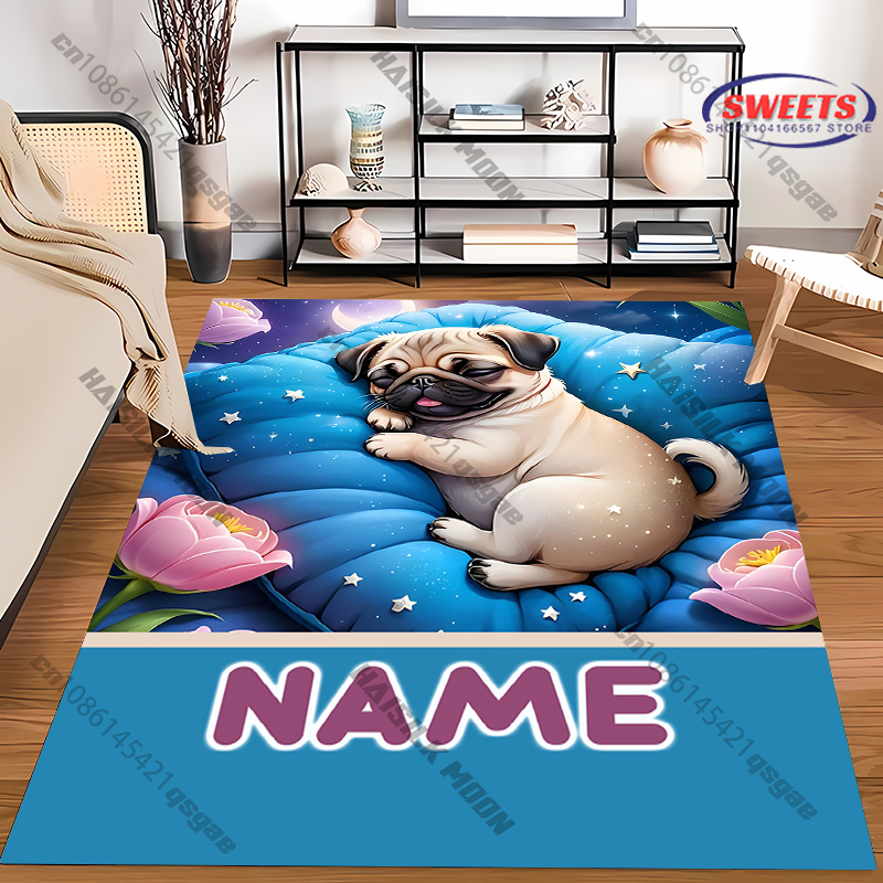 Personalized Pug Dog Area Rug, - Home Bathroom Name ulasan dan harga