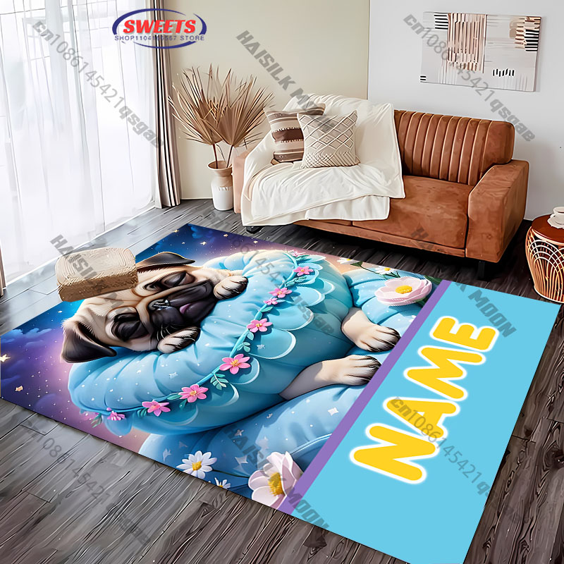 Personalized Pug Dog Area Rug, - Home Bathroom Name ulasan dan harga