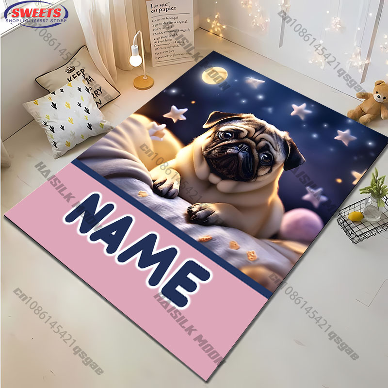 Personalized Pug Dog Area Rug, - Home Bathroom Name ulasan dan harga