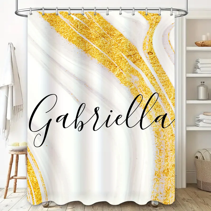 Gold Marble Shower Curtain Per - Home Bathroom Name ulasan dan harga