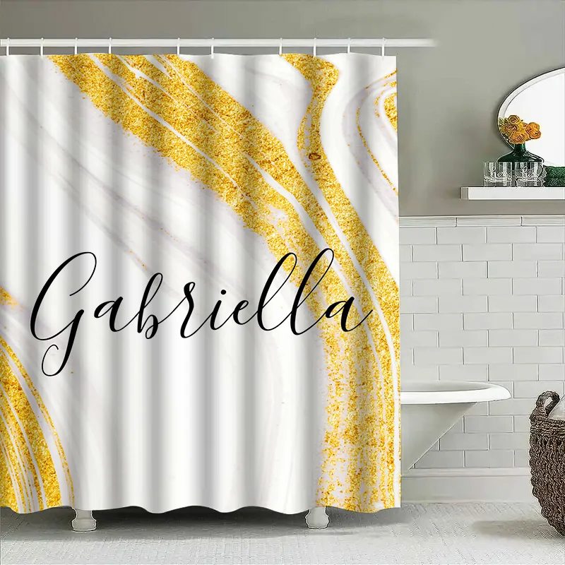 Gold Marble Shower Curtain Per - Home Bathroom Name ulasan dan harga