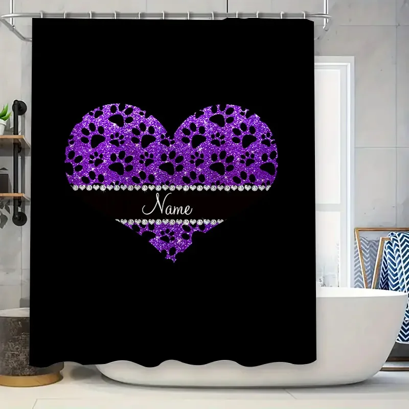 Purple Heart Shower Curtain Cu - Home Bathroom Name ulasan dan harga