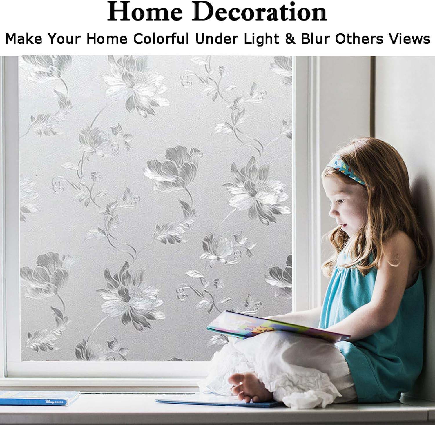 Floral Frosted Window Privacy  - Home Bathroom Window Tint ulasan dan harga