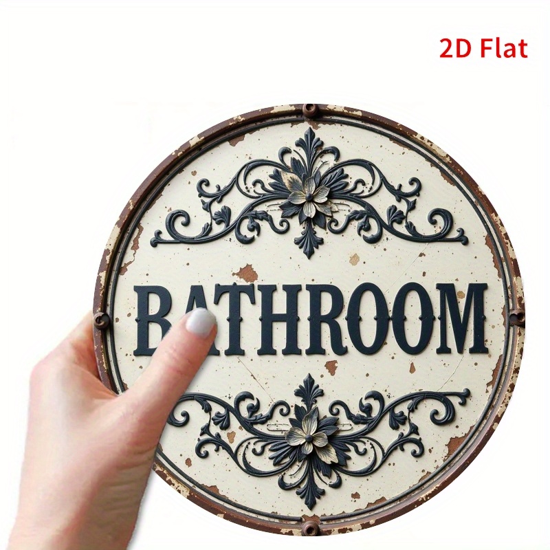 2D Flat, 1pc Vintage Round Met - Home Bathroom Name ulasan dan harga