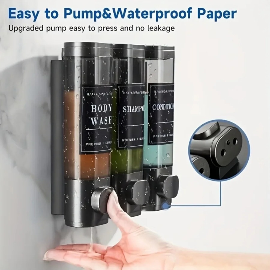 Wall Mounted Triple Shampoo Co - Home Bathroom Wall Soap Dispenser ulasan dan harga