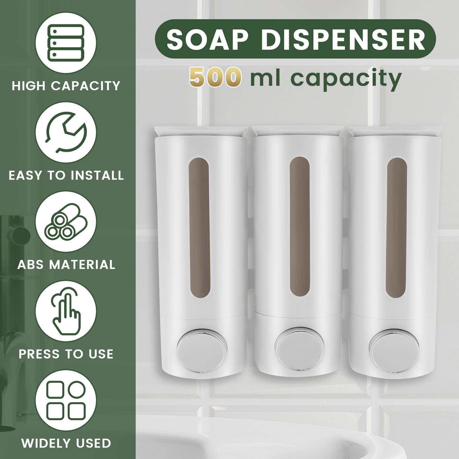 500ml Wall Mounted Bathroom Li - Home Bathroom Wall Soap Dispenser ulasan dan harga